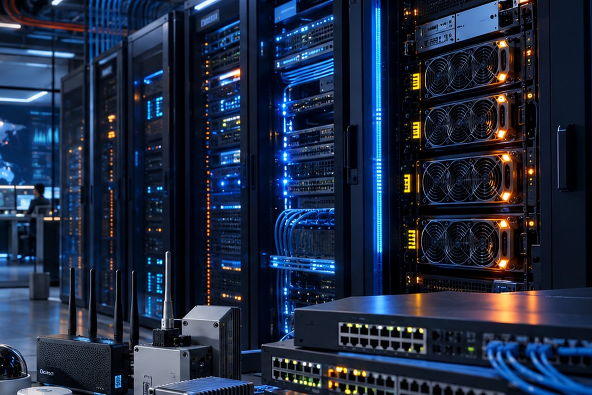 AI server, GPU card and AI processor illustration